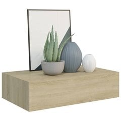 vidaXL Sieninė lentyna su stalčiumi, ąžuolo, 40x23,5x10cm, MDF цена и информация | Полки | pigu.lt