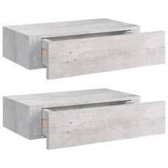 Lentynos su stalčiais, 2vnt., betono pilkos, 40x23,5x10cm kaina ir informacija | Lentynos | pigu.lt