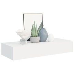 vidaXL Sieninė lentyna su stalčiumi, baltos spalvos, 60x23,5x10cm, MDF kaina ir informacija | Lentynos | pigu.lt