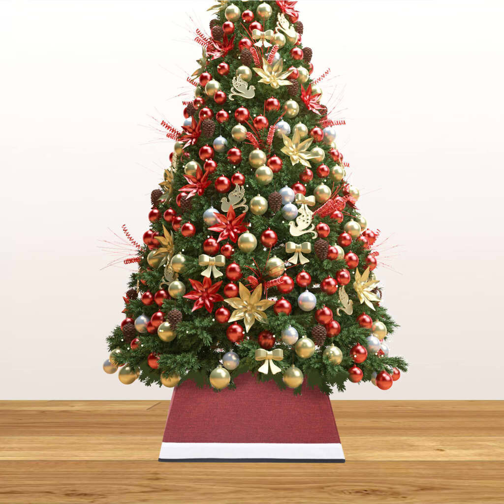 Kalėdų eglutės stovo apvadas, raudonas ir baltas, 48x48x25cm kaina ir informacija | Eglutės, vainikai, stovai | pigu.lt