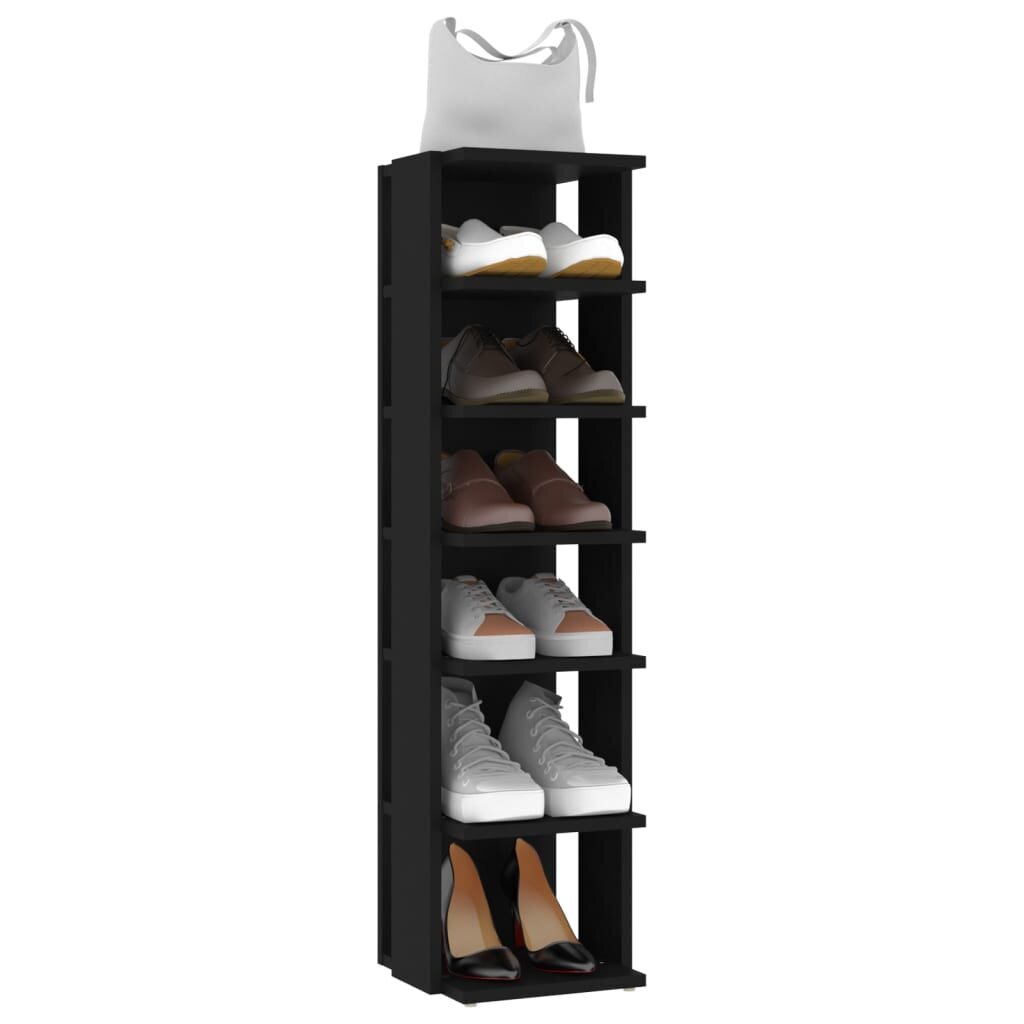 vidaXL Spintelės batams, 2vnt., juodos spalvos, 25x27x102cm kaina ir informacija | Batų spintelės, lentynos ir suolai | pigu.lt