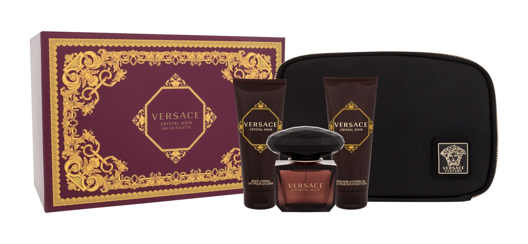 Dovanų rinkinys moterims Versace Crystal Noir: kvapusis vanduo EDT, 90 ml + kūno losjonas, 100 ml + dušo želė, 100 ml + kosmetinė цена и информация | Kvepalai moterims | pigu.lt