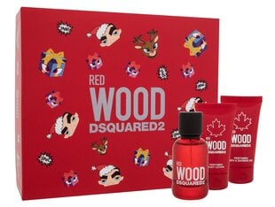 Rinkinys moterims Dsquared2 Red Wood: tualetinis vanduo EDT, 50 ml + kūno losjonas, 50 ml + dušo želė, 50 ml kaina ir informacija | Kvepalai moterims | pigu.lt