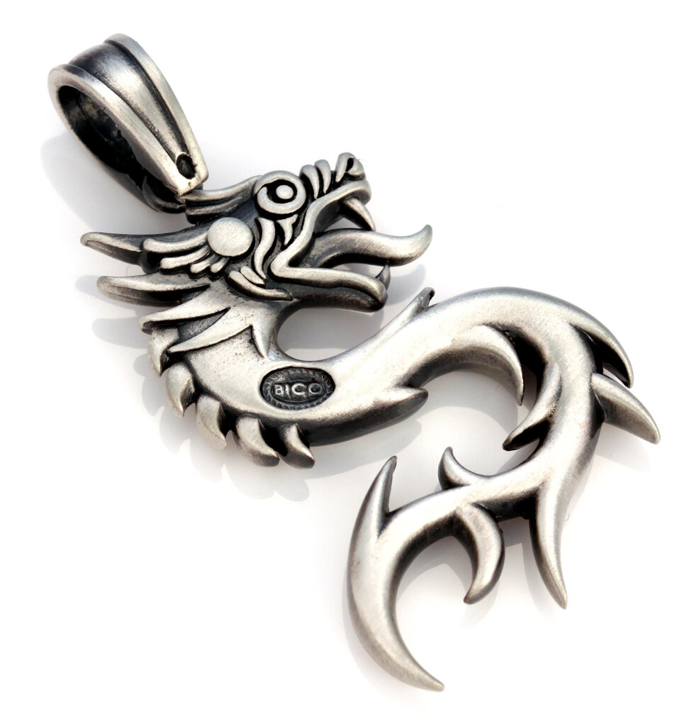 Bico "Nuwa" satino sidabro spalvos drakono pakabukas (E308) kaina ir informacija | Vyriški papuošalai | pigu.lt