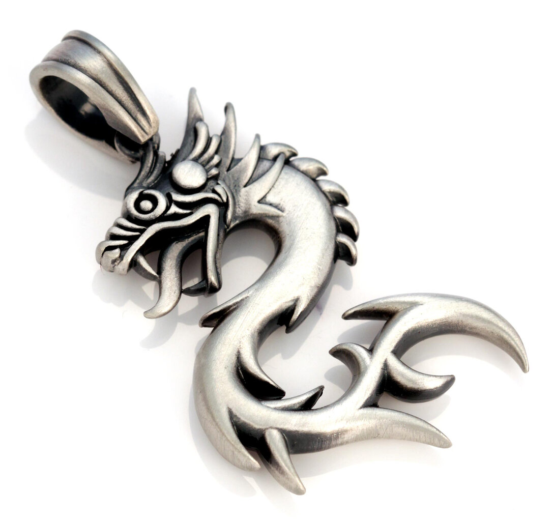 Bico "Nuwa" satino sidabro spalvos drakono pakabukas (E308) kaina ir informacija | Vyriški papuošalai | pigu.lt