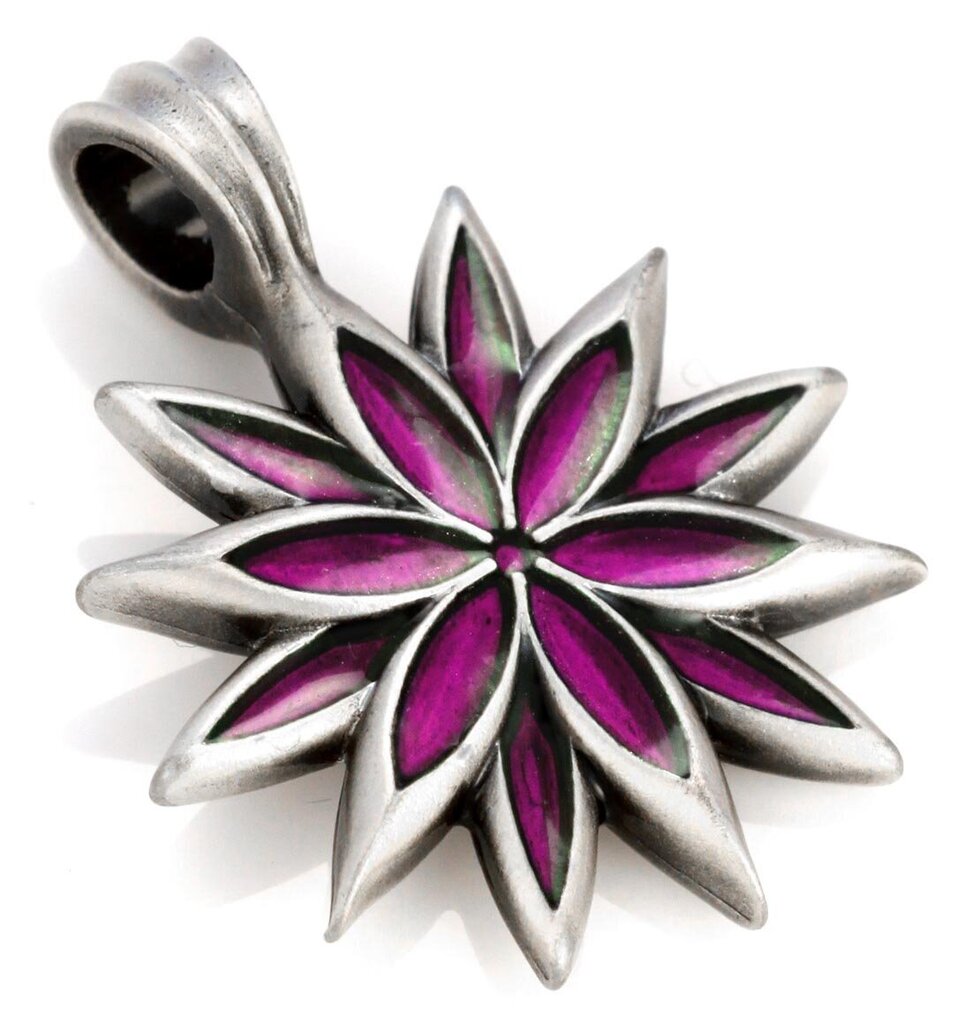 Bico "Lilac" derva ir metalinis gėlių pakabukas (B220 Pink) kaina ir informacija | Kaklo papuošalai | pigu.lt