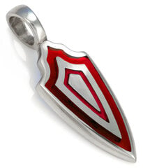 Bico "trigubo skydo" maža skaidri raudona derva ir metalinis pakabukas (BTS16 raudonas) kaina ir informacija | Kaklo papuošalai | pigu.lt