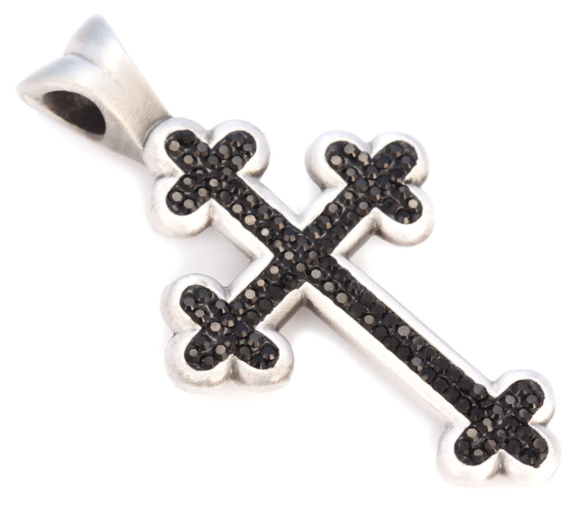 Bico "Blanik" Pave kryžiaus pakabukas su kristalais (PV1 juoda) kaina ir informacija | Kaklo papuošalai | pigu.lt