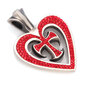Bico "Augusta" Pave kryžius ir širdies pakabukas su kristalais (PV4 raudona) kaina ir informacija | Kaklo papuošalai | pigu.lt