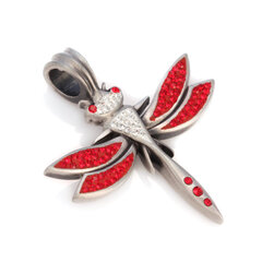 Bico "Crystal Darner" Pave Dragonfly pakabukas su kristalais (PV12 raudona) kaina ir informacija | Kaklo papuošalai | pigu.lt