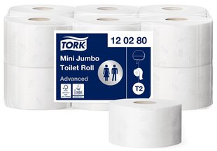 Tualetinis popierius Tork Advanced Mini Jumbo T2, 170m, 2 sl., perdirbtas pluoštas цена и информация | Туалетная бумага, бумажные полотенца | pigu.lt