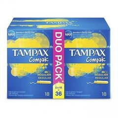 Тампоны TAMPAX Compak Regular, 36 шт. цена и информация | Тампоны, гигиенические прокладки для критических дней, ежедневные прокладки | pigu.lt