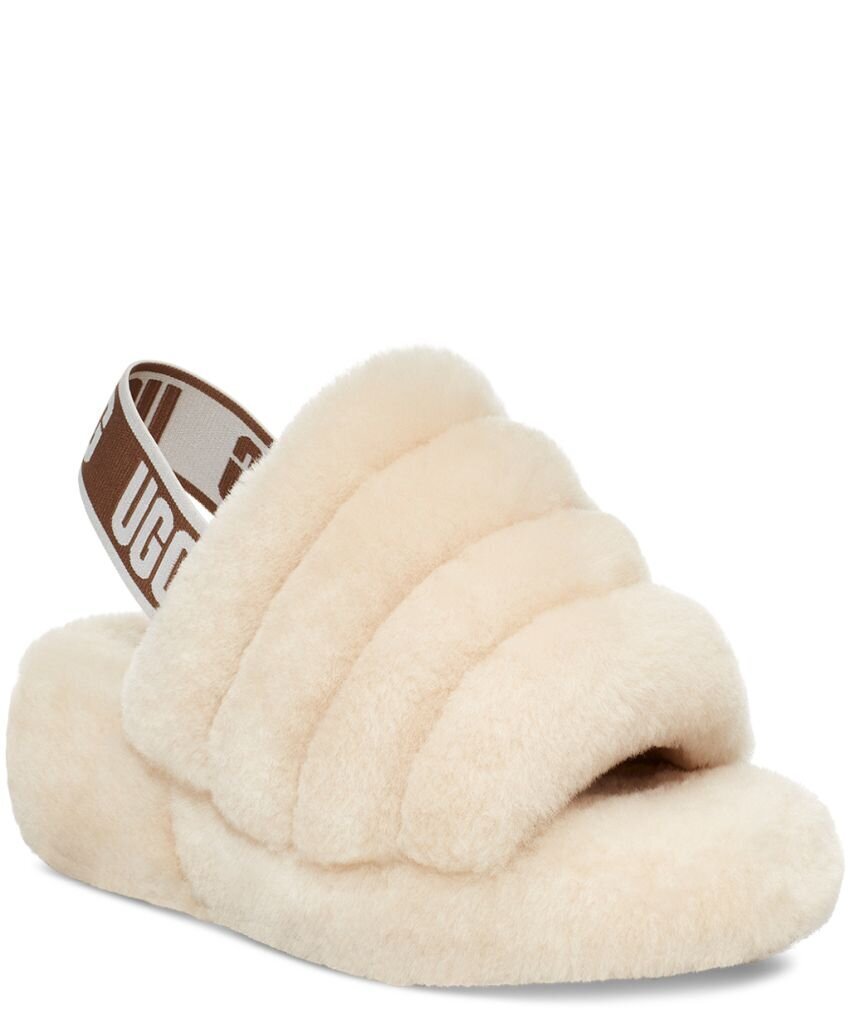 Šlepetės moterims UGG Fluff, smėlio spalvos цена и информация | Šlepetės moterims | pigu.lt