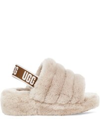 Šlepetės moterims UGG Fluff, smėlio spalvos цена и информация | Женские тапочки | pigu.lt