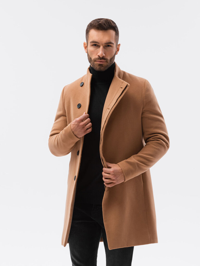Paltas vyrams Ombre Clothing, rudas kaina ir informacija | Vyriški paltai  | pigu.lt