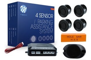 Парковочная система с 4-мя датчиками со звуковым сигналом M-Tech, черная цена и информация | Системы парковки | pigu.lt