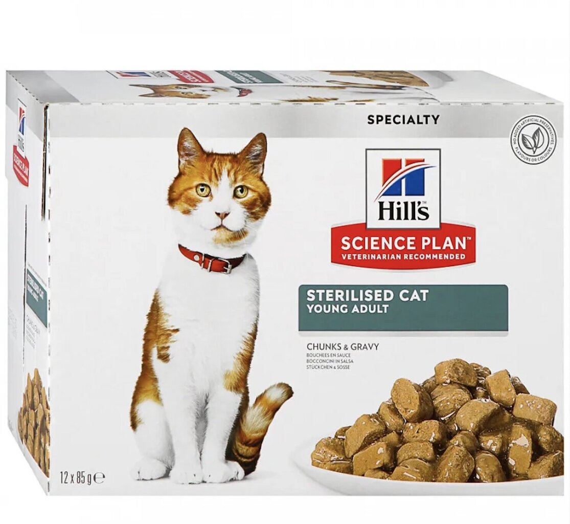 Hill's Science Plan Sterilised Cat Young Adult ėdalas katėms su vištiena, 12*85 g цена и информация | Konservai katėms | pigu.lt