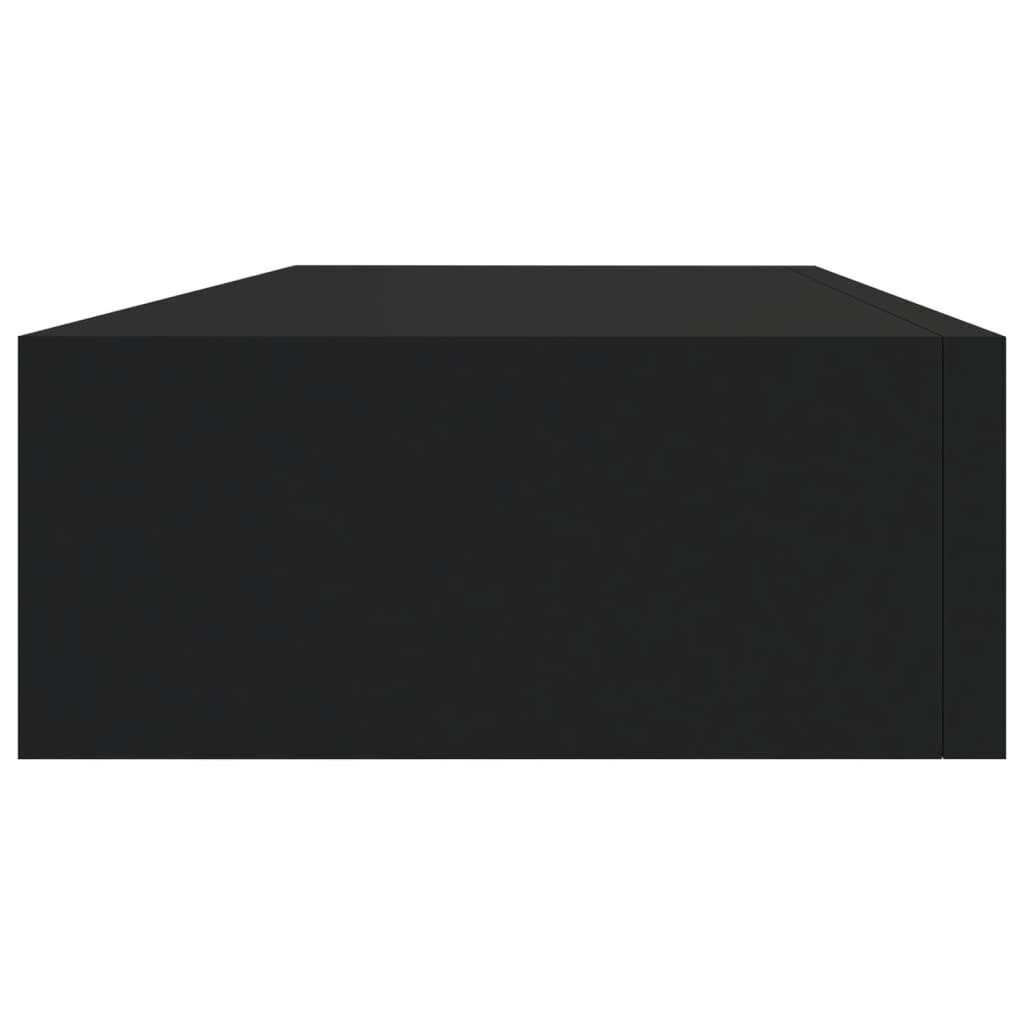 Sieninė lentyna su stalčiumi, 60x23,5x10 cm, juoda kaina ir informacija | Lentynos | pigu.lt