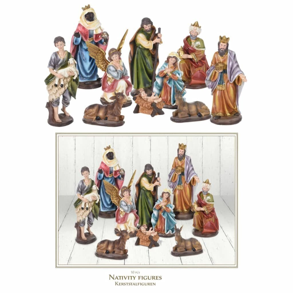Kalėdinės statulėlės Kristaus gimimo statulėlių rinkinys, 10vnt. kaina ir informacija | Kalėdinės dekoracijos | pigu.lt