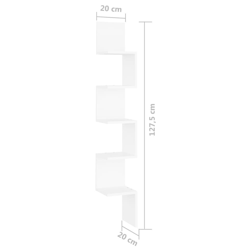 Sieninė kampinė lentyna, 20x20x127,5 cm, balta цена и информация | Lentynos | pigu.lt