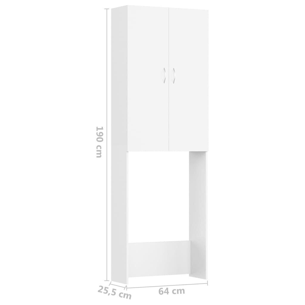 vidaXL Skalbimo mašinos spintelė, baltos spalvos, 64x25,5x190cm kaina ir informacija | Vonios spintelės | pigu.lt