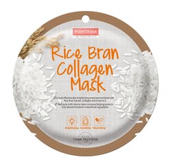 Маска для лица для женщин с экстрактом коллагена и риса PUREDERM Rice Bran Collagen Mask, 18г цена и информация | Маски для лица, патчи для глаз | pigu.lt