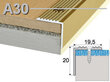 Profilis A30 laiptams 20x20, spalva matinio aukso, Effector kaina ir informacija | Sujungimo profiliai | pigu.lt