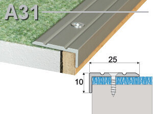 Profilis A31 laiptams 25x10 mm, spalva matinio sidabro, Effector kaina ir informacija | Grindjuostės ir jų sujungimo priedai | pigu.lt