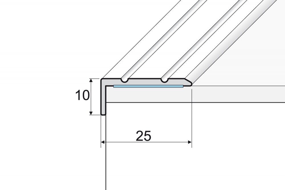 Profilis A31 laiptams 25x10 mm, spalva matinio sidabro, Effector цена и информация | Grindjuostės ir jų sujungimo priedai | pigu.lt