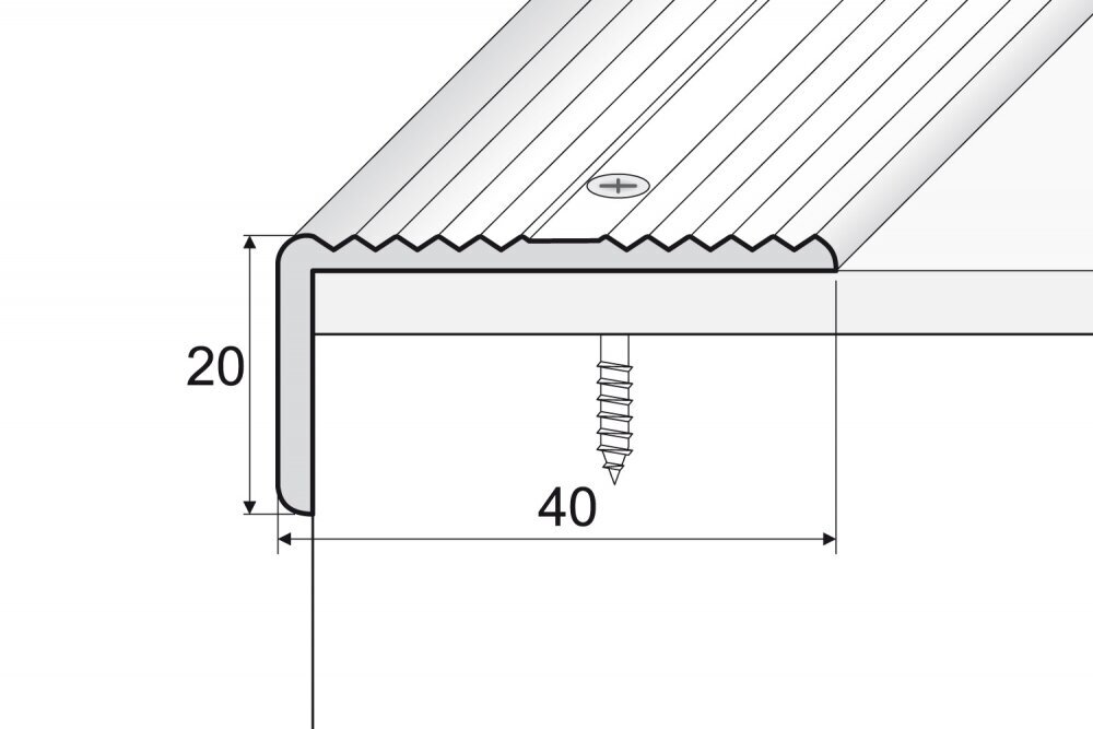 Profilis A33 laiptams 40x20mm, spalva matinio sidabro, Effector kaina ir informacija | Sujungimo profiliai | pigu.lt