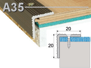 Profilis A35 laiptams 20x20mm, spalva matinio aukso, Effector kaina ir informacija | Sujungimo profiliai | pigu.lt