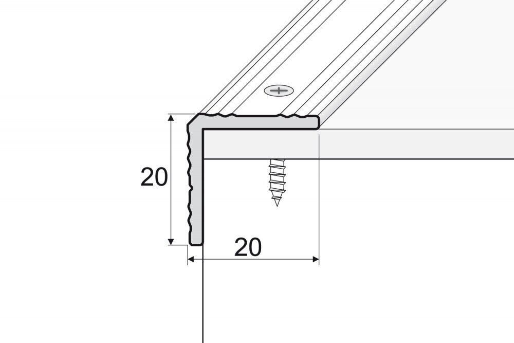 Profilis A35 laiptams 20x20mm, spalva matinio šampano, Effector kaina ir informacija | Sujungimo profiliai | pigu.lt