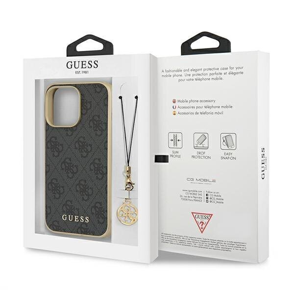 Guess GUHCP13XGF4GGR iPhone 13 Pro Max 6,7" szary/grey hardcase 4G Charms Collection kaina ir informacija | Telefono dėklai | pigu.lt