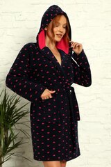 Женский флисовый халат Cocoon, 589082 01, тёмно-синий /фуксия цена и информация | Женские халаты | pigu.lt