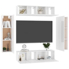 Televizoriaus spintelių komplektas, 6 dalių, baltas kaina ir informacija | TV staliukai | pigu.lt