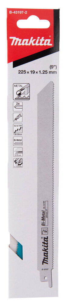 Tiesinio pjūklo pjūkleliai Makita Bim 225x1.25mm, 2vnt kaina ir informacija | Mechaniniai įrankiai | pigu.lt