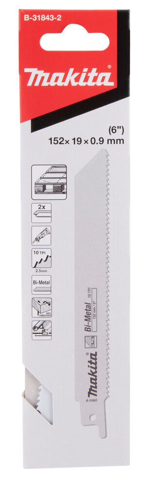 Tiesinio pjūklo pjūkleliai Makita Bim 152x0.9mm, 2vnt kaina ir informacija | Mechaniniai įrankiai | pigu.lt