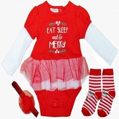 Рождественский набор из 3 предметов для девочки цена и информация | Комплекты одежды для новорожденных | pigu.lt