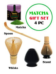Подарочный набор - Matcha tea Japan Ceremonial (Kyoto), 40 г + Whisks (венчик) + spoon (мерная ложка) + stand (подставка) цена и информация | Чай | pigu.lt