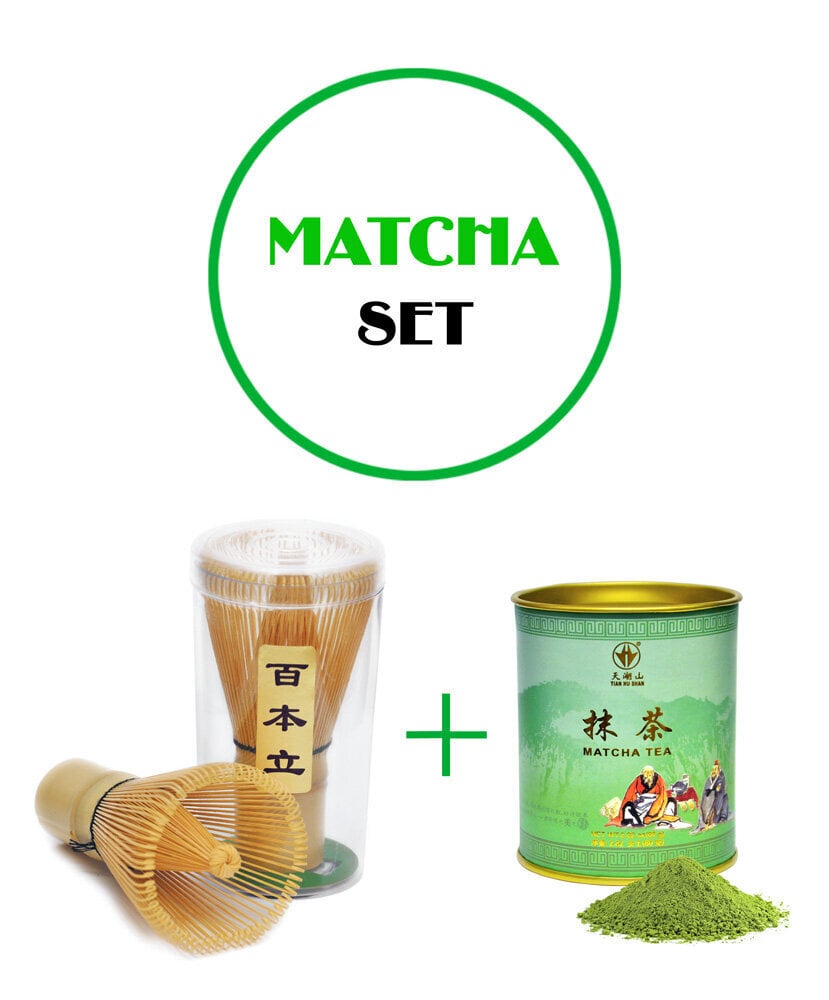 MATCHA RINKINYS - Matcha žaliosios arbatos milteliai, 80g + Bambukinė šluotelė (chasen). цена и информация | Arbata | pigu.lt