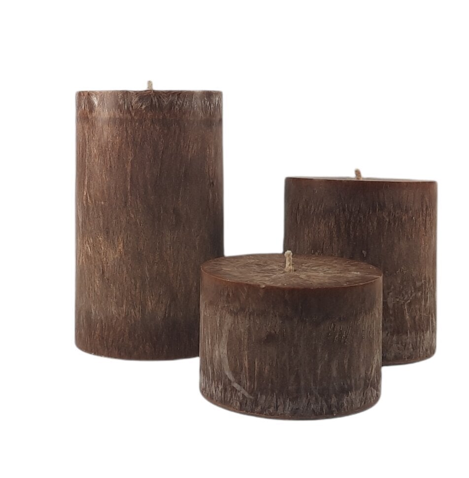 Palmių vaško cilindras 9.5x7 cm tamsiai rudos spalvos kaina ir informacija | Žvakės, Žvakidės | pigu.lt