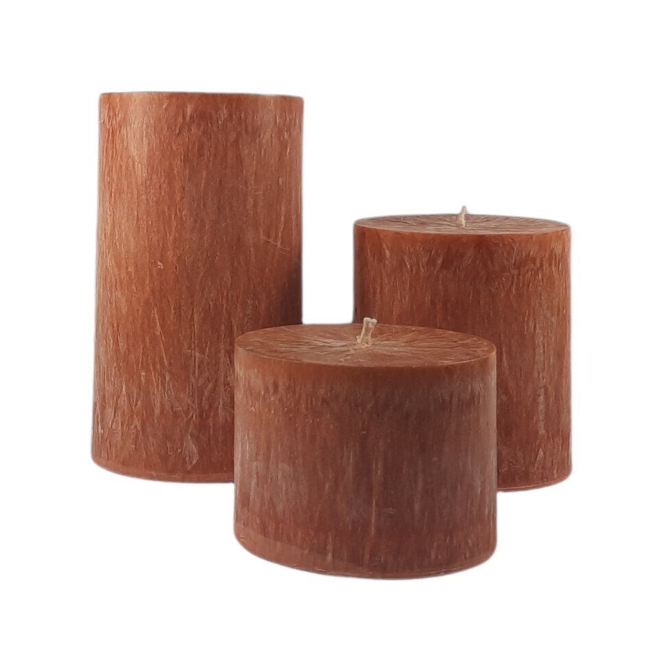 Palmių vaško cilindras 9.5x7 cm morkinės spalvos цена и информация | Žvakės, Žvakidės | pigu.lt