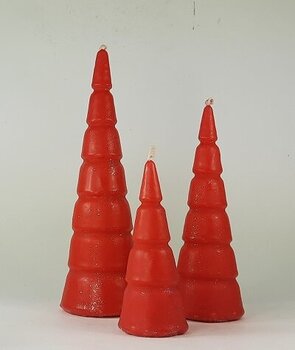 Rankų darbo žvakės EGLUTĖS 3 vnt raudonos spalvos 22cm.,17 cm.,12 cm. Nr.1 kaina ir informacija | Žvakės, Žvakidės | pigu.lt