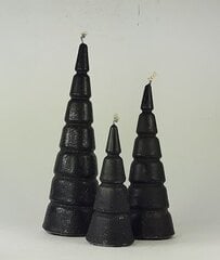 Rankų darbo žvakės EGLUTĖS 3 vnt juodos spalvos 22cm.,17 cm.,12 cm. Nr.1 kaina ir informacija | Žvakės, Žvakidės | pigu.lt