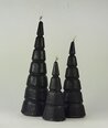 Rankų darbo žvakės EGLUTĖS 3 vnt juodos spalvos 22cm.,17 cm.,12 cm. Nr.1