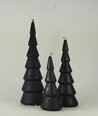 Rankų darbo žvakės EGLUTĖS 3 vnt juodos spalvos 22cm.,17 cm.,12 cm. Nr.2