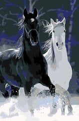 Kартины по номерам "Лошади в снегу" 40x60 G цена и информация | Живопись по номерам | pigu.lt