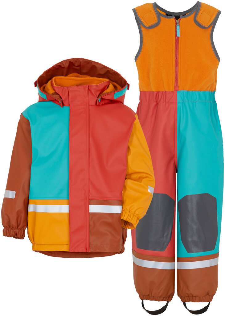 Didriksons lietaus komplektas Boardman, raudonas, oranžinis kaina ir informacija | Lietaus rūbai vaikams | pigu.lt