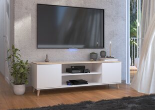ТВ столик ADRK Furniture Petra, белый/дуб цена и информация | Тумбы под телевизор | pigu.lt