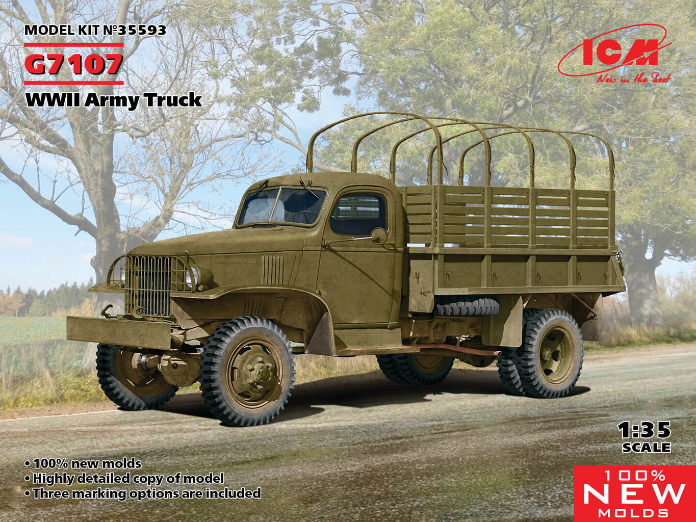 Klijuojamas Modelis ICM 35593 WWII Army Truck G7107 1/35 kaina ir informacija | Klijuojami modeliai | pigu.lt